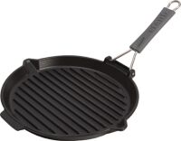 Staub Grillpfanne mit Ausgießnase, 27 cm | rund | Gusseisen | Schwarz (40509-426-0)
