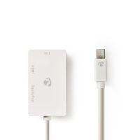 Nedis Mini Displayport-Kabel / DisplayPort 1.2 / Mini DisplayPort Stecker / DisplayPort Buchse / DVI-D 24+1-Pin Buchse / HDMI™ Eingang / 21.6 Gbps / Vernickelt / 0.20 m / Rund / PVC / Weiss / Plastikbeutel