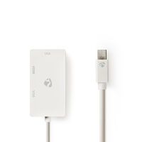 Nedis Mini Displayport-Kabel / DisplayPort 1.2 / Mini DisplayPort Stecker / DVI-D 24+1-Pin Buchse / HDMI™ Eingang / VGA Buchse / 21.6 Gbps / Vernickelt / 0.20 m / Rund / PVC / Weiss / Plastikbeutel