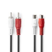 Nedis Stereo-Audiokabel / 2x RCA Stecker / 2x Cinch Buchse / Vernickelt / 5.00 m / Rund / Schwarz / Box
