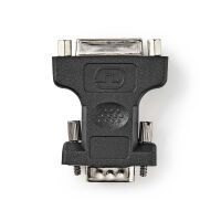 Nedis VGA-Adapter / VGA Stecker / DVI-I 24+5-Pin Buchse / Vernickelt / Gerade / ABS / Metall / Schwarz / Blister