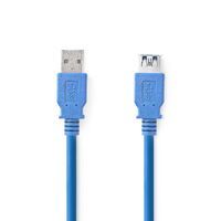 Nedis USB-Kabel / USB 3.2 Gen 1 / USB-A Stecker / USB-A Buchse / 5 Gbps / Vernickelt / 2.00 m / Rund / PVC / Blau / Box