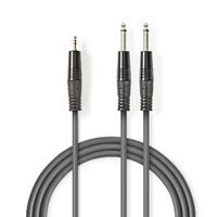 Nedis Stereo-Audiokabel / 2x 6.35 mm Stecker / 3.5 mm Stecker / Vernickelt / 5.00 m / Rund / Dunkelgrau / Kartonhülle