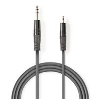 Nedis Stereo-Audiokabel / 6.35 mm Stecker / 3.5 mm Stecker / Vernickelt / 1.50 m / Rund / Dunkelgrau / Kartonhülle