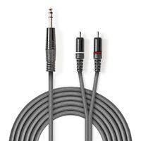 Nedis Stereo-Audiokabel / 6.35 mm Stecker / 2x RCA Stecker / Vernickelt / 1.50 m / Rund / Dunkelgrau / Kartonhülle