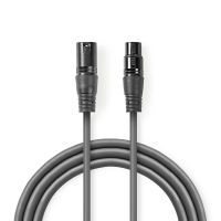 Nedis Balanced Audio-Kabel / XLR 3-Pin Stecker / XLR 3-Pin Buchse / Vernickelt / 0.50 m / Rund / PVC / Dunkelgrau / Kartonhülle