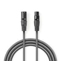Nedis Balanced Audio-Kabel / XLR 3-Pin Stecker / XLR 3-Pin Buchse / Vernickelt / 10.0 m / Rund / PVC / Dunkelgrau / Kartonverpackung