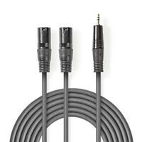 Nedis Balanced Audio-Kabel / 2x XLR 3-Pin Stecker / 3.5 mm Stecker / Vernickelt / 1.50 m / Rund / PVC / Dunkelgrau / Kartonhülle