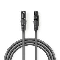 Nedis DMX-Adapterkabel / XLR 3-Pin Stecker / XLR 3-Pin Buchse / Vernickelt / 10.0 m / Rund / PVC / Dunkelgrau / Kartonverpackung