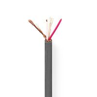Nedis Mikrofonkabel / 2 x 0.23 mm² / Kupfer / 100 m / Rund / PVC / Dunkelgrau / Rolle