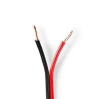 Nedis Lautsprecherkabel / 2 x 1.50 mm² / Kupfer / 100.0 m / Rund / PVC / Red / Schwarz / Rolle