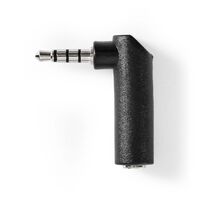 Nedis Stereo-Audio-Adapter / 3.5 mm Stecker / 3.5 mm Buchse / Vernickelt / 90° abgewinkelt / Metall / Schwarz / 1 Stück / Box