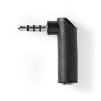 Nedis Stereo-Audio-Adapter / 3.5 mm Stecker / 3.5 mm Buchse / Vernickelt / 90° abgewinkelt / Metall / Schwarz / 10 Stück / Plastikbeutel
