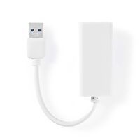 Nedis USB-Netzwerkadapter / USB 3.2 Gen 1 / 1 Gbps / USB-A Stecker / RJ45 Buchse / 0.20 m / Rund / Vernickelt / Reines Kupfer / Weiss / Box