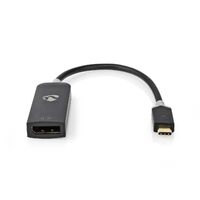 Nedis USB-C™ Adapter / USB 3.2 Gen 1 / USB-C™ Stecker / DisplayPort Buchse / 8K@30Hz / 0.20 m / Rund / Vergoldet / PVC / Anthrazit / Box
