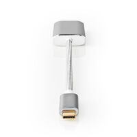 Nedis USB-C™ Adapter / USB 3.2 Gen 1 / USB-C™ Stecker / HDMI™ Ausgang / 4K@60Hz / Power delivery / 0.20 m / Rund / Vergoldet / Geflochten / Nylon / Silber / Verpackung mit Sichtfenster