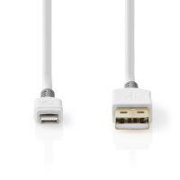 Nedis Data- en cable Apple Lightning 8-pins M-USB A M 1m WH - Cable - Digital