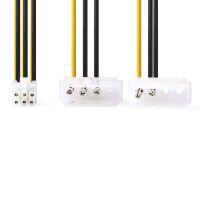 Nedis Interne Stromkabel / 2x Molex Stecker / PCI Express Buchse / Vergoldet / 0.20 m / Rund / PVC / Gelb / Schwarz / Plastikbeutel
