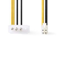 Nedis Interne Stromkabel / P4 Stecker / Molex Stecker / Vergoldet / 0.20 m / Rund / PVC / Gelb / Schwarz / Plastikbeutel