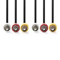 Nedis Composite-Videokabel / 3x Cinch-Stecker / 3x Cinch-Stecker / Vernickelt / 480p / 10.0 m / Rund / PVC / Schwarz / Umschlag