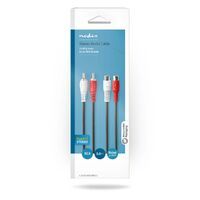 Nedis Stereo-Audiokabel / 2x RCA Stecker / 2x Cinch Buchse / Vernickelt / 5.00 m / Rund / Schwarz / Box