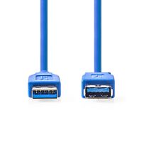 Nedis USB-Kabel / USB 3.2 Gen 1 / USB-A Stecker / USB-A Buchse / 5 Gbps / Vernickelt / 2.00 m / Rund / PVC / Blau / Box