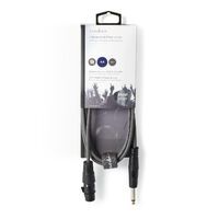 Nedis Unausgeglichen Audiokabel / XLR 3-Pin Buchse / 6.35 mm Stecker / Vernickelt / 1.50 m / Rund / PVC / Dunkelgrau / Kartonhülle