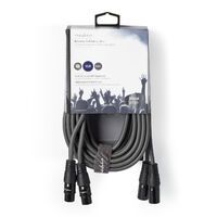 Nedis Balanced Audio-Kabel / 2x XLR 3-Pin Stecker / 2x XLR 3-Pin Buchse / Vernickelt / 5.00 m / Rund / PVC / Dunkelgrau / Kartonhülle