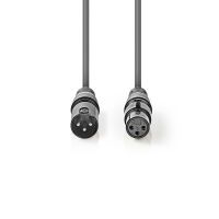 Nedis DMX-Adapterkabel / XLR 3-Pin Stecker / XLR 3-Pin Buchse / Vernickelt / 5.00 m / Rund / PVC / Dunkelgrau / Kartonhülle