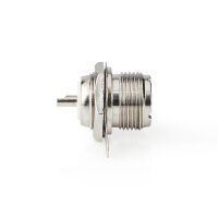 Nedis PL259 Stecker / Gerade / Buchse / Vernickelt / 75 Ohm / Chassis / Kabeleingangsdurchmesser: 5.0 mm / Metall / Silber / 25 Stück / Plastikbeutel