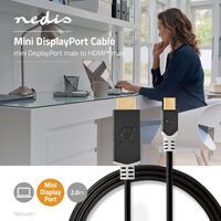 Nedis Mini Displayport-Kabel / DisplayPort 1.4 / Mini DisplayPort Stecker / HDMI™ Stecker / 48 Gbps / Vergoldet / 2.00 m / Rund / PVC / Anthrazit / Plastikbeutel
