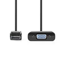 Nedis Displayport-Adapter / DisplayPort Stecker / VGA Buchse / 1080p / Vernickelt / 0.20 m / Rund / Schwarz / Box