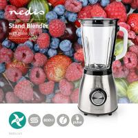 Nedis Standmixer / 800 W / 1.5 l / Glas / 2 Geschindigkeitsstufen / Schwarz / Silber