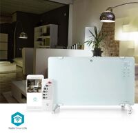 Nedis SmartLife Konvektionsheizgeräte / Wi-Fi / geeignet für Badezimmer / Glasverkleidung / 2000 W / 2 Wärmeeinstellungen / LED / 15 - 35 °C / Verstellbares Thermostat / Weiss
