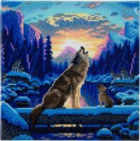 Craft Buddy Ltd. Crystal Art Leinwand Heulende Wölfe 30x30 cm
