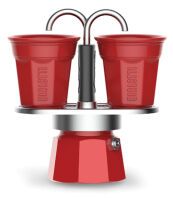 Bialetti Espressokocher Set Mini Express rot+ 2 Espressobecher