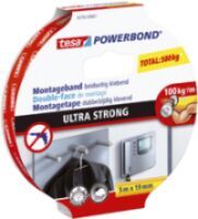 Tesa Powerbond Ultra Strong - Mounting tape - White - 5 m - Indoor - Plastic - Stone - Wood - 1 kg/cm