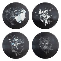 Twin Mirror Coaster Set \"Line Art\" English