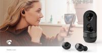 Nedis Vollständig drahtlose Kopfhörer / Bluetooth® / max. Batteriespielzeit: 4 Std / Berührungssteuerung / Ladegehäuse / Eingebautes Mikro / Stimmkontrolle / Lautsprecherfunktion / Schwarz / Silber