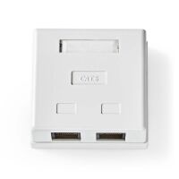 Nedis Netzwerk-Wanddose / An der Wand / 2-Port port(s) / UTP CAT6 / Gerade / Buchse / Vergoldet / PVC / Weiss / Umschlag