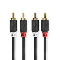 Nedis Stereo-Audiokabel / 2x RCA Stecker / 2x RCA Stecker / Vergoldet / 0.50 m / Rund / Anthrazit / Box