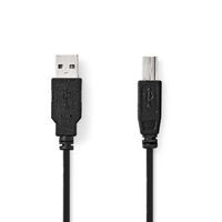 Nedis USB-Kabel / USB 2.0 / USB-A Stecker / USB-B Stecker / 480 Mbps / Vernickelt / 1.00 m / Rund / PVC / Schwarz / Box