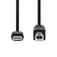 Nedis USB-Kabel| USB 2.0| USB-C Stecker| USB-B| 480 Mbps| Vernickelt| 2.0 m