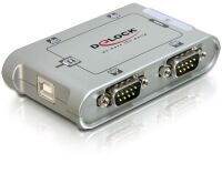 Delock 4 Port USB 2.0 Serial Hub - Silver - Windows 2000/XP/Server 2003/Vista - USB 2.0 - Serial