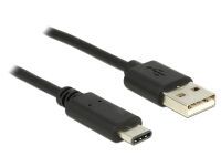 Delock 83600 - 1 m - USB C - USB A - USB 2.0 - Male/Male - Black