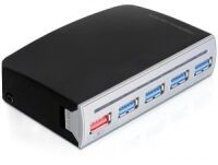 DELOCK USB-HUB 4-Port USB3.0, schwarz, mit NT, intern/extern (61898)