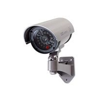 Nedis Dummy-Überwachungskamera / Kugel / IP44 / Batteriebetrieben / Aussenbereich / inkl. Wandhalterung / Grau