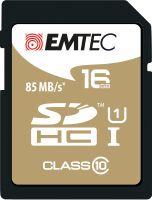 EMTEC SDHC 16GB Class10 Gold + - 16 GB - SDHC - Class 10 - 85 MB/s - 21 MB/s - Black - Brown