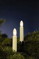 HELLUM LED-Lichterkette mit 20 Riffelkerzen warm elfenbein 16,3m