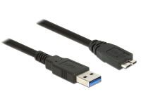 Delock 85071 - 0.5 m - USB A - Micro-USB B - USB 3.2 Gen 1 (3.1 Gen 1) - Male/Male - Black